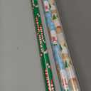 Hallmark Reversible Christmas Wrapping Paper (3 Rolls: 120 sq. ft. ttl) Rustic Santa, Papercraft Snowmen, Candy Canes, Stripes, Snowflakes, "Merry Christmas to You"