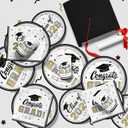 Class of 2026 Graduation Party Supplies - Serve 16 with White and Gold Graduation Decorations Disposable Paper Plates and Napkins Set, for Congrats Grad Decorations and Favors