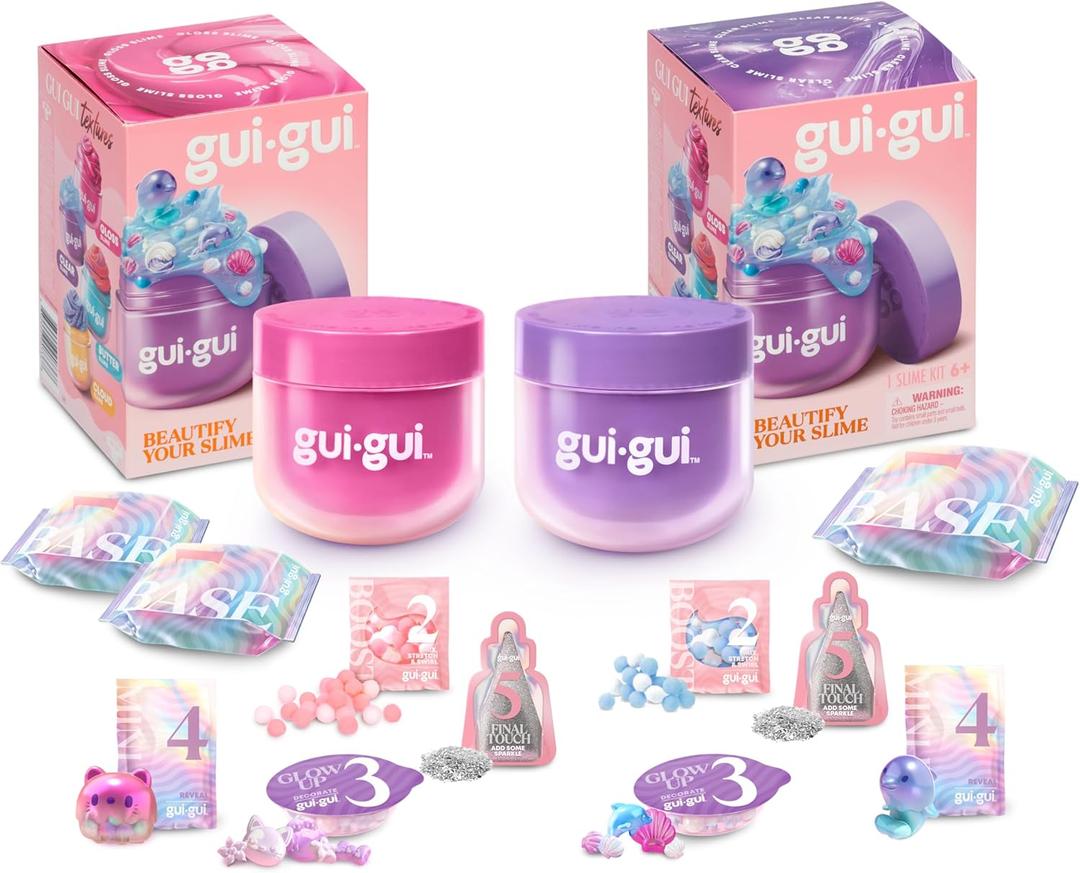 GUI GUI Slime Kit - Scented Slime 2-Pack Bundle, Clear & Gloss, 5 Step DIY Process to Customize Your Ultimate Slime Glow-Up, Resealable and Reusable Container, ASMR Experience