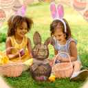 Thiccywoov Rattan Bunny with Bow Easter Decor 12" Table Rabbit Easter Decorations Spring Bunnies Decoration Statue Figurine Rattan Bunny Decor for Home Farmhouse Table Kitchen