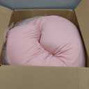 Momcozy Body Pillow for Pregnancy, J Shaped Pregnancy Pillows for Side Sleeping, Soft Maternity Pillow with Jersey Cotton Cover for Head Neck Belly Support, Pink