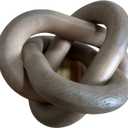 Wood Knot Chain Link Decor - 3 Link Boho Wooden Hand Carved Decorative Wooden Links Knots for Coffee Table Entryway Modern Farmhouse Shelf Decoration (Coffee)