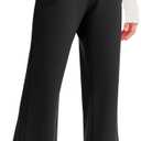 CharmWM Girls School Uniform Pants Elastic High Waisted Flare Dress Pants Bell Bottoms (Black)
