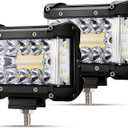 FIERYRED Side Shooter LED Pods 4 Inch Spot Flood Combo LED Light Bar,60W 8000LM Work Lights Off Road Driving Fog Bumper Vehicle Headlights for ATV UTV Truck Boat,IP68,(2pcs)