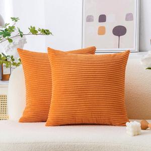 Home Brilliant Burnt Orange Euro Shams Set of 2 Fall Pillow Covers Super Soft Large Decorative Throw Pillow Covers for Halloween Patio Living Room, 26x26 inch, Orange