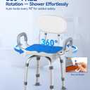 KingPavonini Swivel Shower Chair with Arms and Back, 550 lbs Heavy-Duty Shower Chair for Inside Shower Stall and Tub, Anti-Slip M-Shaped Seat & Height Adjustable Shower Seat for Elderly and Disabled