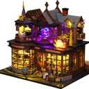 OZJAY DIY Miniature House Kit, Mini House Building Kit with Furniture, Miniature Kit for Adults Teen, Open Door Design Model Dollhouse Kit for Birthday Christmas Father's Day, Magic Treasure House