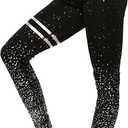 BBY Women's High Waisted Yoga Pants 7/8 Length Leggings with Black foil Stamping (Black, S)