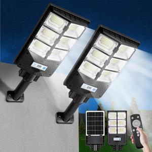 ZJOJO Solar Lights Outdoor Waterproof, 6500K 10000LM Solars Street Lights Outdoor Dusk to Dawn Wide Angle Motion Sensor and Remote, 336LEDs Solar Flood Light for Patio, Parking Lot & Driveway-2 Pack