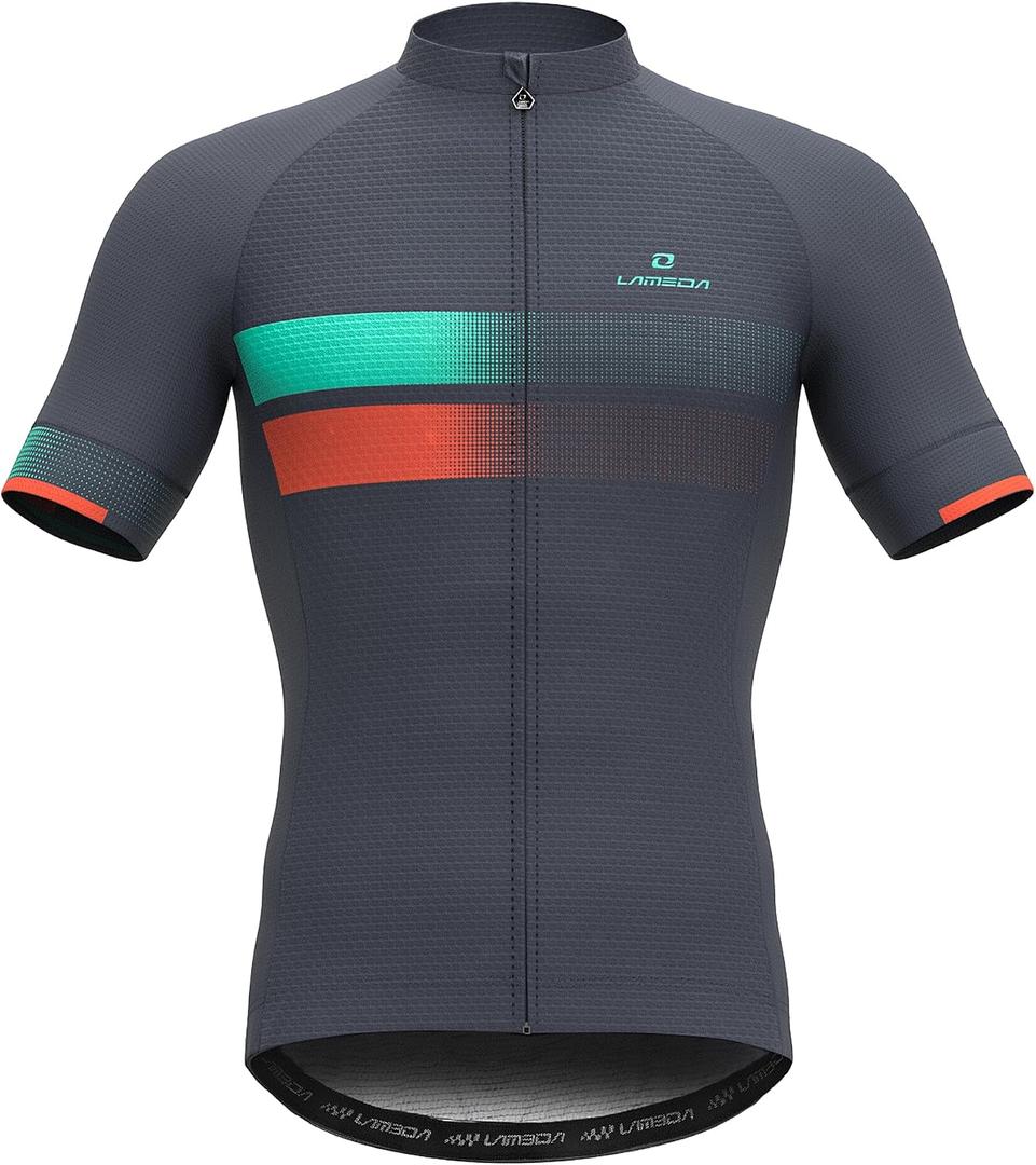 LAMEDA Men's Cycling Jersey Breathable Lightweight Bike Jersey Short Sleeve Quick Dry Moisture Wicking Biking Shirts, Size: Large