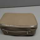 EACHY Travel Makeup Bag, Lychee Leather Large Capacity Cosmetic Bag for Women, Open Flat Toiletry Bag with TPU Brush Compartment, Waterproof Skincare Organizer Travel Essentials (Medium, AA-Khaki)