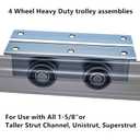 4 Wheel Heavy Duty Trolley Assembly Roller for Barn Doors or Shed Sliding Doors, Compatible with 1-5/8" Wide or All 1-5/8" or Taller Strut Channel(2 Packs)