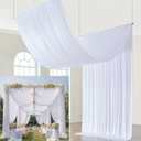 6Panels White Wedding Drapes for Ceiling, 5ftx30ft Wrinkle Free Tent Draping Curtains, Fabric Canopy for Ceremony Birthday Theme Parties With Rod Pocket