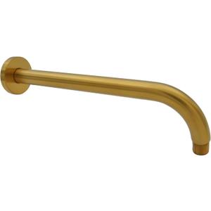 Aquaiaw Shower Arm and O-Ring Flange, 12 inch, Solid Brass Material, Both Soldered 1/2 NPT Tapered Threads, Round Wall Mount Rainfall Shower Head Extension Arm, PVD Brushed Brass (Matte Brushed Gold)