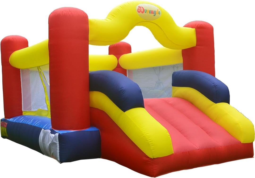 Bounce House, Inflatable Bouncer with Air Blower and Slide, Family Backyard Bouncy Castle with Dart Ball Game, Bouncy House for Kids, 12 ft x 9 ft x 7 ft H