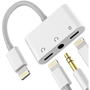 Zoyuzan 3 in 1 Headphone Audio Adapter, 2.4A Fast Charging, Hi-Fi Voice Audio, Widely Compatible with iPhone 14, iPad, Charger Dongle Earphone Splitter