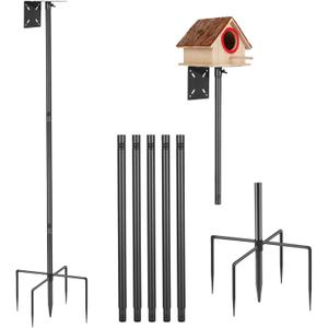 Smart Bird Feeder Pole - (32-92 Inch) Adjustable Bird House Pole Compatible with BirdBuddy, Outdoors Weather Station and Variety of Smart Birdhouse Styles, Heavy Duty Bird Feeder Stand Mount Kit