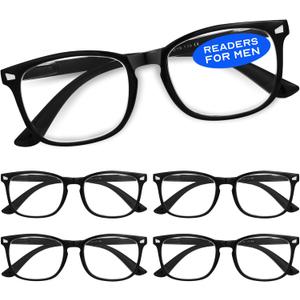 CCVOO 5 Pack Reading Glasses Blue Light Blocking Women/ Men, Anti UV Ray/ Glare Readers Fashion Eyeglasses with Spring Hinge (*Light Black, 1.50)