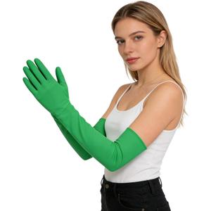 St Patricks Day Gloves, 1 Pair Men's and Women's Long Green Gloves, Breathable Green Gloves Costume for Christmas, Halloween, Saint Patrick's Day Cosplay (Green)