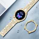 Dsytom Stylish Bands Compatible with Samsung Galaxy Watch 7/6 40mm 44mm, 20mm Bling Metal Replacement Galaxy Watch 7/6 Band 40mm 44mm with Rhinestone Protective Case for Women Galaxy Watch 6 40mm