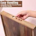 17.7 Inch Acacia Wood Serving Tray with Handles Ottoman Tray for Living Room Large Wooden Trays for Ottoman Coffee Table Trays RectangularTray for Breakfast in Bed Dinner Bedroom Entryway Kitchen