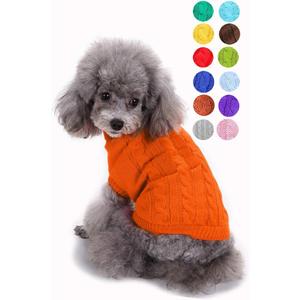 Dog Sweater, Warm & Soft Acrylic Blend, Orange, Large, Turtleneck, Solid, Casual, Adult, Machine Washable, Stretchable, Winter, Pet Apparel, Sweater, Dog, Cat Large