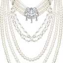 Crystal multi strand layered ivory colo