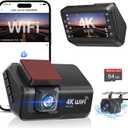 Dash Cam Front and Rear Camera, 4k+1080P WiFi Dual Dash Cam with APP, 3 IPS Dash Camera for Cars with Free 64GB Card, Otovoda Dashboard Camera with Night Vision, 24/7 Parking Monitor, WDR : Electronics
