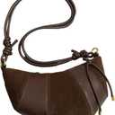 Verdusa Women's Retro Vintage Crossbody Bags Zipper PU Leather Adjustable Strap Hobo Handbags (Brown)