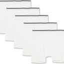 Amazon Essentials Men's Underwear Boxer Briefs, Comfortable Cotton, Tag-Free, Pack of 5 (White, XXXL)