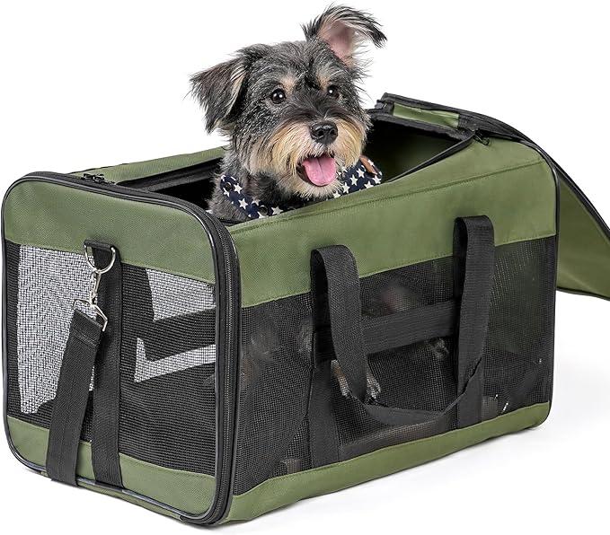 Conlun Cat Carrier Airline Approved, SoftSided Dog Carrier with Inner Safety Leash, Pet Transport Carrier for Small-Medium Cats, Puppies up to 15 Lbs, Collapsible Travel Kitten Carrier Bag BlackM