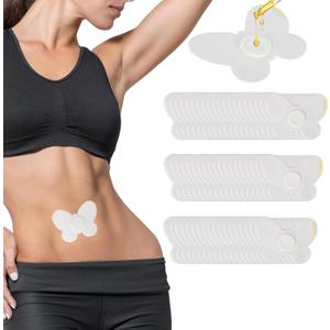60 Pcs Disposable Castor Oil Pack Wrap for Belly Button, Butterfly Shape Organic Cotton Castor Oil Patches for Belly Button, Self-Adhesive Portable Highly Absorbent Belly Button Cover(Oil Not Included)