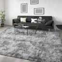 AIMECO Area Rugs for Living Room Bedroom, 4X6 Ft Shag Fluffy Rug Grey Carpet ，Machine Washable Indoor Carpet for Kids Girls and Boys, Dorms, Nursery Rooms,Room Decor Aesthetic,Tie-Dyed Grey
