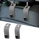 2PCS Car Seat Headrest Hooks, Leather Purse Hook for Cars, Auto Purse Hanger Holder for Grocery Bag Handbag Coat Umbrella, Headrest Storage Organizer Car Accessories (Gray, Single Hook)