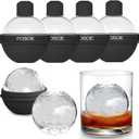 Silicone Ice Ball Molds for Whiskey - Set of 4 Round Makers with Lids for Cocktails, Bourbon, and Drinks