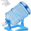 3-5 Gallon Water Jug Holder,Folding Portable Water Dispenser Stand,Non-Slip Countertop,2 Reusable Dispenser Valves Fit 55MM Crown Top Water Bottles,Fast Flow Water Spout Fits Home,Office,Party,Camping