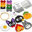 PUNICA Punch Needle Kit for Beginners, Kids & Adults Coaster Set of 6, Easy DIY Embroidery Set Starter Craft Gift with Cute Cartoon Decoration