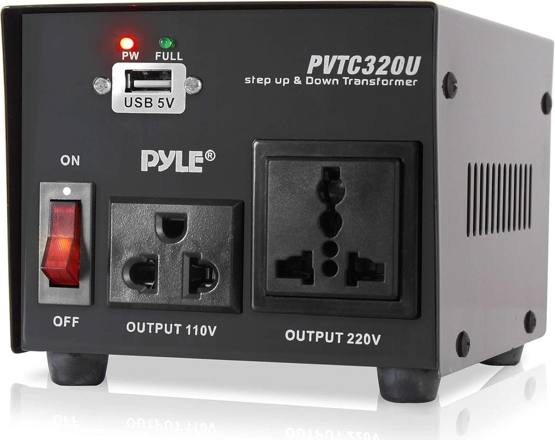 Pyle Step Up and Down Converter - 500 Watt Voltage Converter Transformer w/ USB Charging Port, UK Power Adapter, AC 110 / 120 to 220 / 240 Volt Vice Versa, 110V/120V/220V/240V Input Voltage