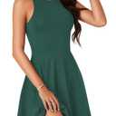 LYANER Women's Tank A Line Mini Dress Sleeveless Flared Swing Cocktail Party Mini Short Dress Dark Green# XX-Large