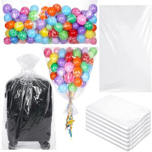 6 Pieces Balloon Transport Bags, 98.4 x 59.1 Inch Clear Giant Storage Bags Large Balloon Drop for Transport Birthday Wedding Gender Reveal Graduation Party Supplies