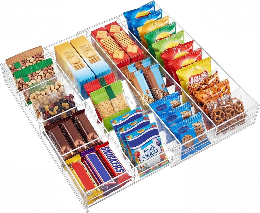 1 Pcs Acrylic Desk Drawer Organizer 2 Inch Height Expandable Drawer Organizer Trays with 7 Adjustable Compartments Desk Accessories for Makeup Silverware Office Bathroom(Clear) (Fashion)