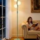 Lightdot 60IN Green Floor Lamp Stepless Dimmable Globe Floor Lamps with 3Pcs 3000K G9 Bulbs Eye-Friendly Mid Century Standing Lamps with Stable Base for Living Room/ Bedroom/ Corner