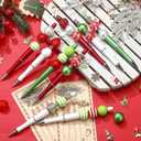 Gueevin 150 Pcs Christmas Beadable Pen 20 Sets DIY Christmas Pens Bulk with Focal Silicone Beads Making Kit Gift Acrylic Beaded Ballpoint Diamond Spacer Charms for School Kids Office Classroom Supply