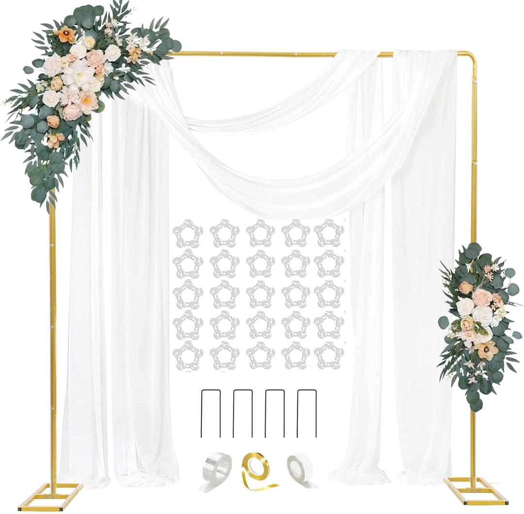 6.6FTx6.6FT Square Backdrop Stand, Gold Wedding Arch Backdrop Stand, Metal Heavy Duty Balloon Arch Stand Frame for Wedding Party Birthday Baby Shower Decoration Anniversaries (gold, 6.6FT*6.6FT)