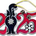 2 x Black Cat 2025 Christmas Ornament  Funny Kitten Butt Wooden Tree Decoration with Snowflakes & Paw Prints for Cat Lovers, Pet Owner Christmas Dcor (Coming Soon 2025)