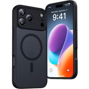 Magnetic for iPhone 17 Pro Max Case, Full Camera Protection, Compatible with MagSafe, Military-Grade Shockproof, Anti-Slip, Matte Slim Cover for i Phone 17 Pro Max Phone Case 6.9", Black