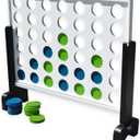 Vivere Giant 4-in-Row Outdoor Game  Premium Pine Wood, Oversized Classic Connect Four, Family-Friendly, Sturdy Plastic Pieces, Indoor/Outdoor, Portable with Carrying Case
