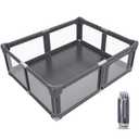 79"x79"x27" Baby Playpen with Safety Mat - Extra Large Playard for Toddlers, Foldable Portable Play Yard with 8 Handles & Storage Bag, ASTM Certified Anti-Fall Playpen for Indoor/Outdoor (Grey)