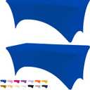 Table Covers for 6 Foot Tables, 2 Pack Royal Blue Washable and Wrinkle Resistant Stretch Tablecloths Rectangle 6ft for Events, Wedding, Banquets, Parties (72" x 30") (Rectangular)