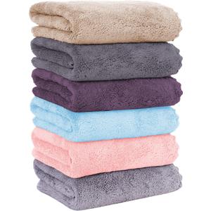 MOONQUEEN 6 Pack Premium Hand Towels - Quick Drying - Microfiber Coral Velvet Highly Absorbent Towels - Multipurpose Use as Hotel, Bathroom, Shower, Spa, Hand Towel 16 x 28 inches (Multicolor)